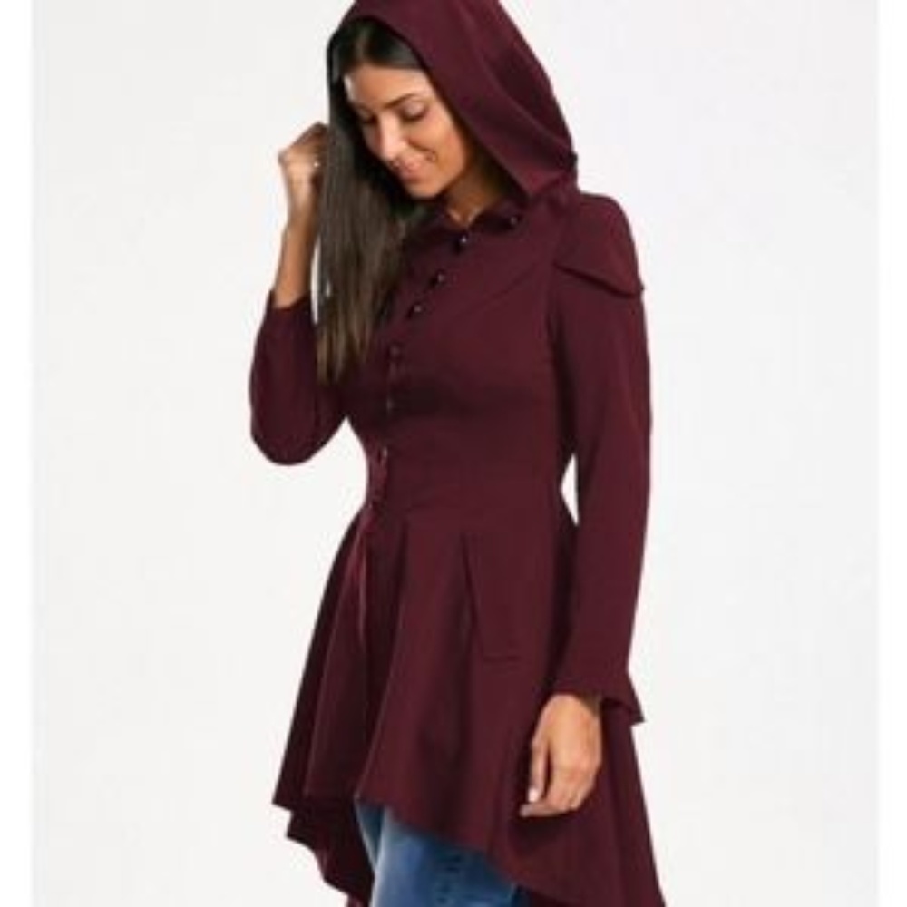 Hooded Jacket with Layered Lace up Back